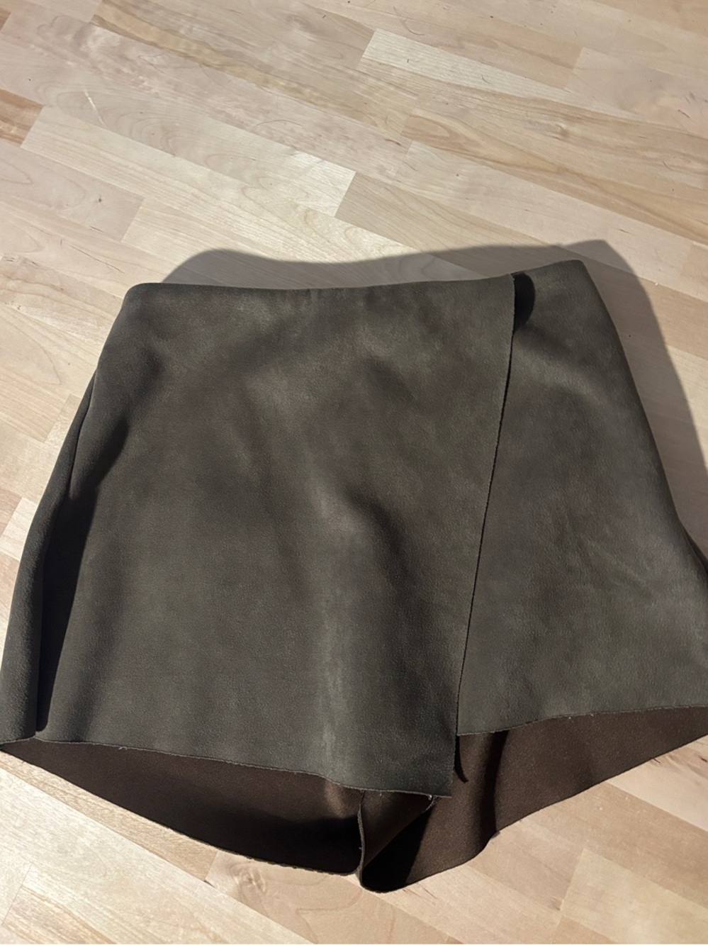 Dress Forum Olive Brown Faux-Suede A-Line Women's Skort  size small